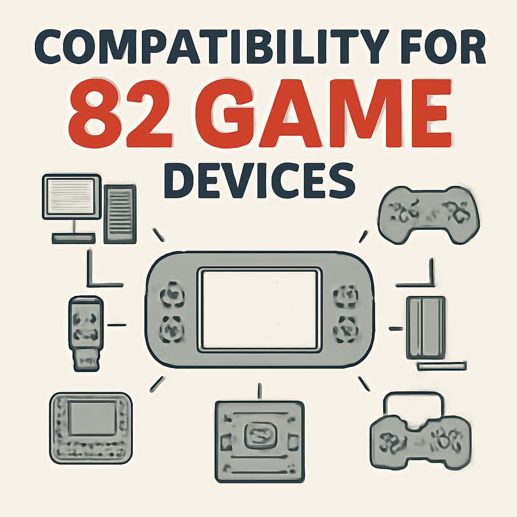 Illustration depicting compatibility options for 82 Game Devices.