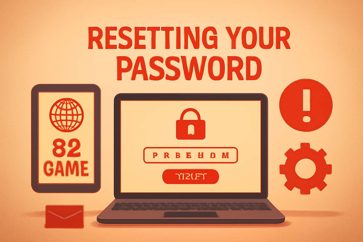 An informative scene illustrating the concept of resetting a password for 82 Game.