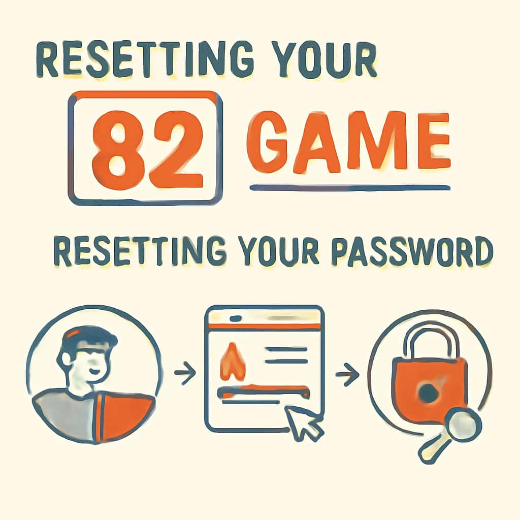 An illustration demonstrating the steps to reset the password for 82 Game.